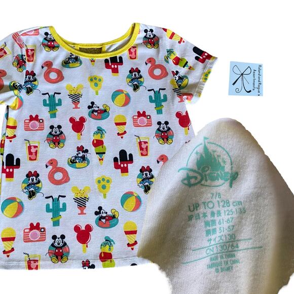 Disney Mickey and Minnie Mouse Summer Snack T-Shirt Kids Sz 7/8 - Picture 1 of 6